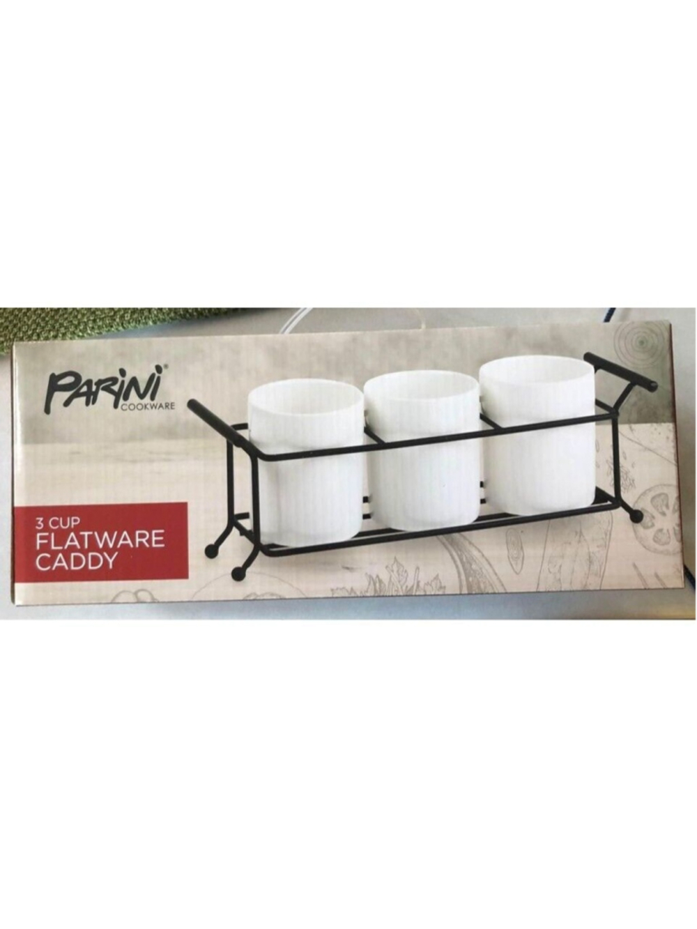 Paring cookware 3 cup flatwear caddy